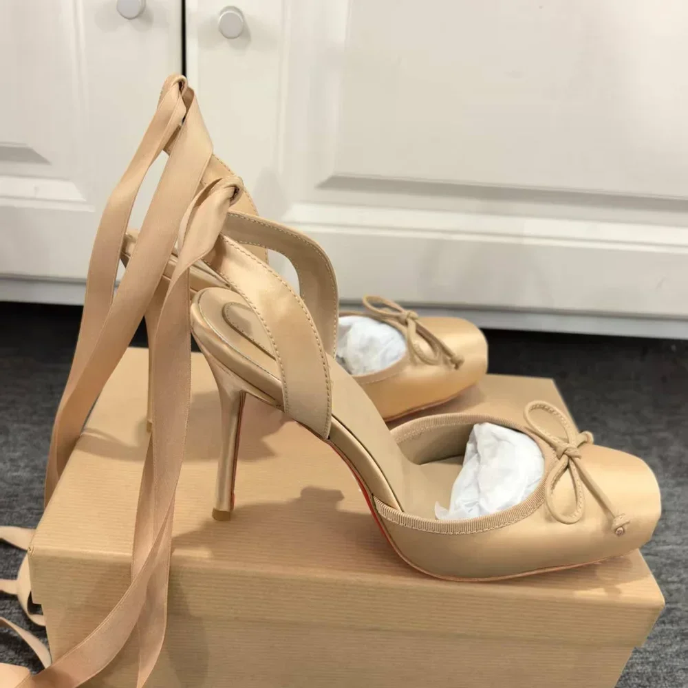 Slingback الكاحل حزام أحذية الباليه مثير ساحة تو كعب رقيقة الساتان Challow الوافدين الجدد أزياء النساء الأحذية الحديثة #4