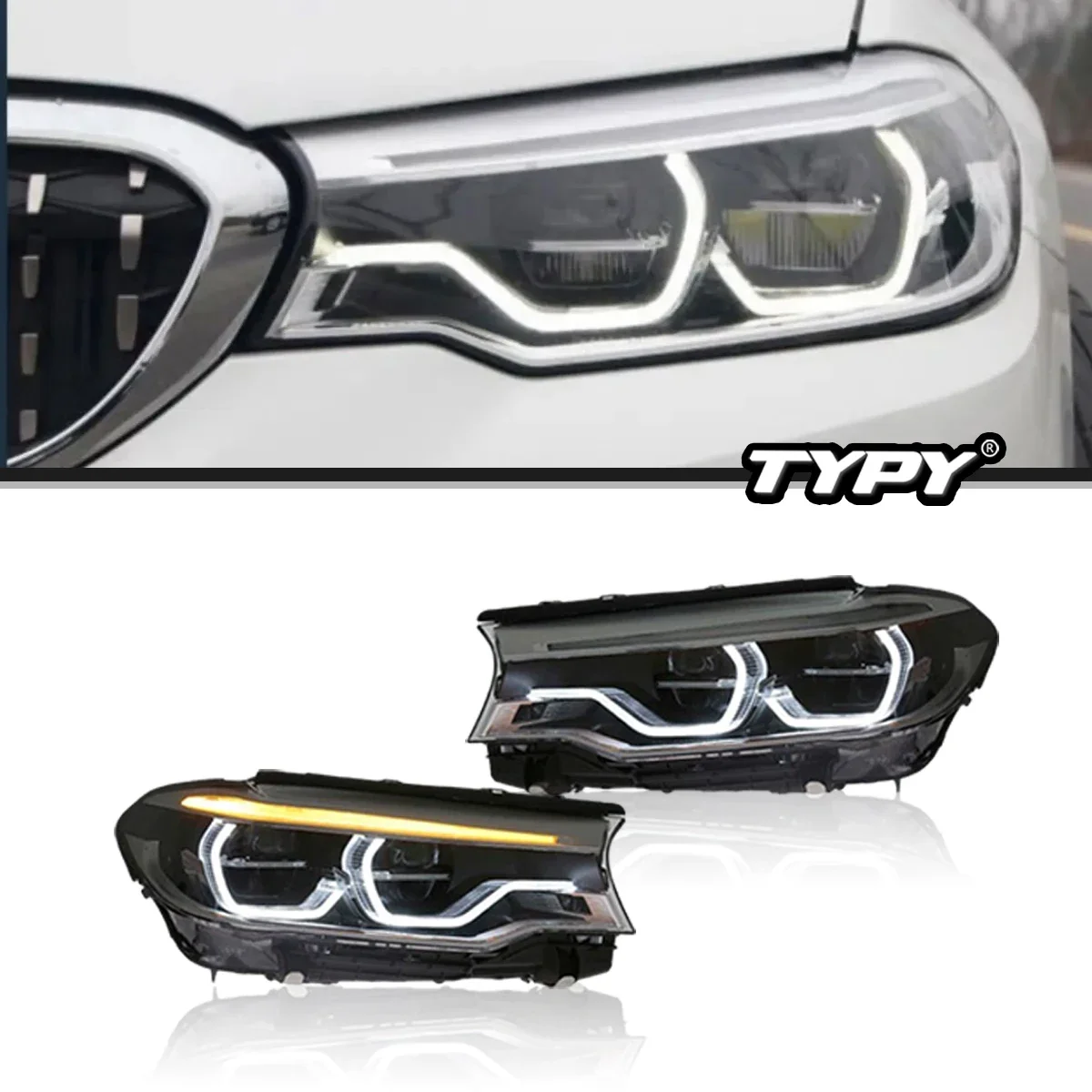

TYPY автомобильные аксессуары, авто фары для BMW 5 серии G30, фары G38, светодиодные передние фонари 2018-2020, линзы проектора DRL