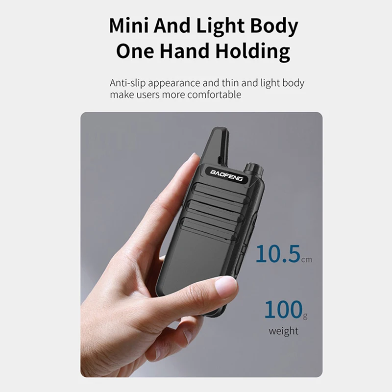 2PCS BaoFeng BF-T20 Mini Walkie Talkie Hotel Business Diner Station Professional Portable USB Charger Kid's Toy Two-way Radio