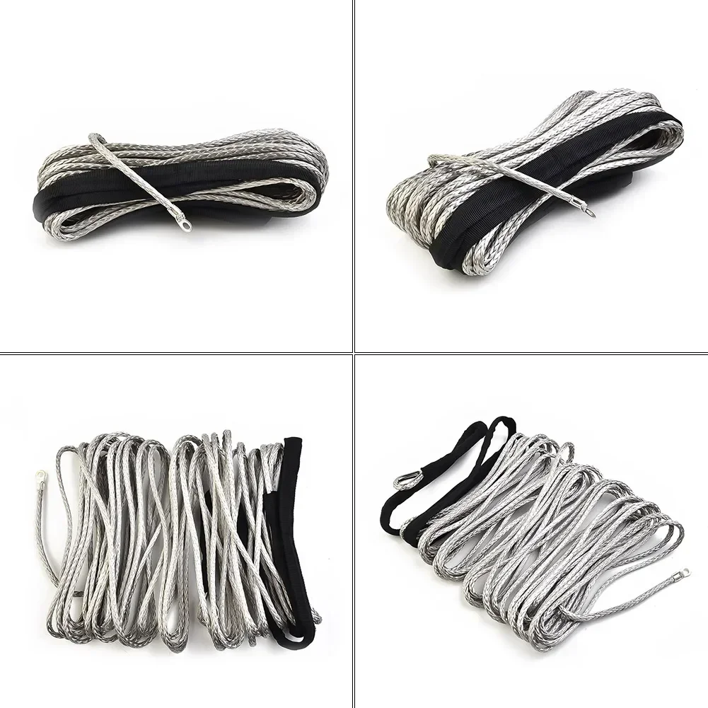 1pcs 15m Car Winch Ropes ATV UTV Strength Synthetics Winch Lines Cables Rope Tows Cords With Sheath Gray Exterior Accessories