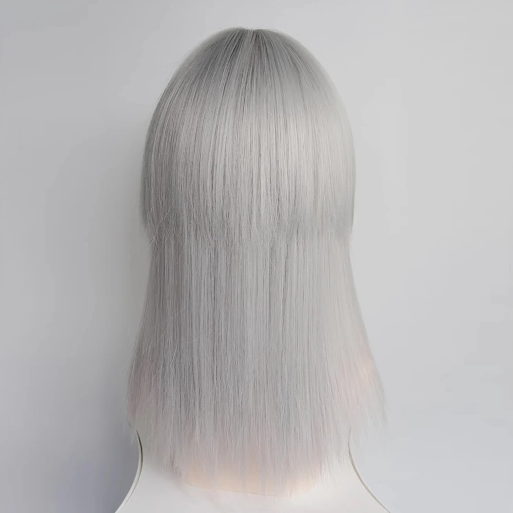 GAKA Silvery White Mullet Head Long Synthetic Long Straight Wig Jellyfish Head Fluffy Hair Wig for Daily Party