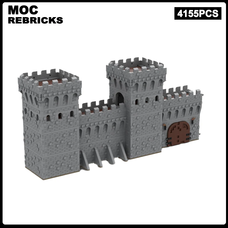 Military Middle Ages Castle City DefenseWall Gate Tower MOC Building Blocks Assembly Model Bricks Display Creative Children Toys