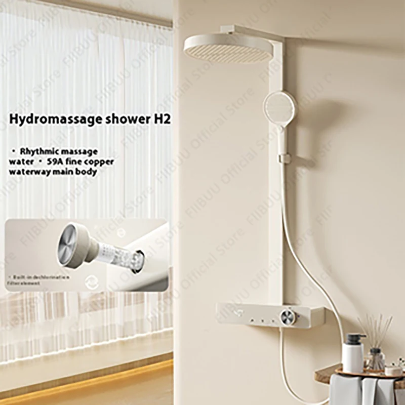 

High Pressure Massage Shower Set Adjustable Rain Shower System Multifunction Shower Combo Handheld Showerhead Bathroom Accessory