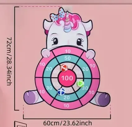 Children's early education puzzle unicorn sticky ball dart board toy, parent-child indoor and outdoor interactive game, is a par
