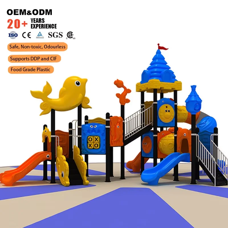 Tunnel Slide Integrated Outdoor Playground Equipment For Amusement Park Project