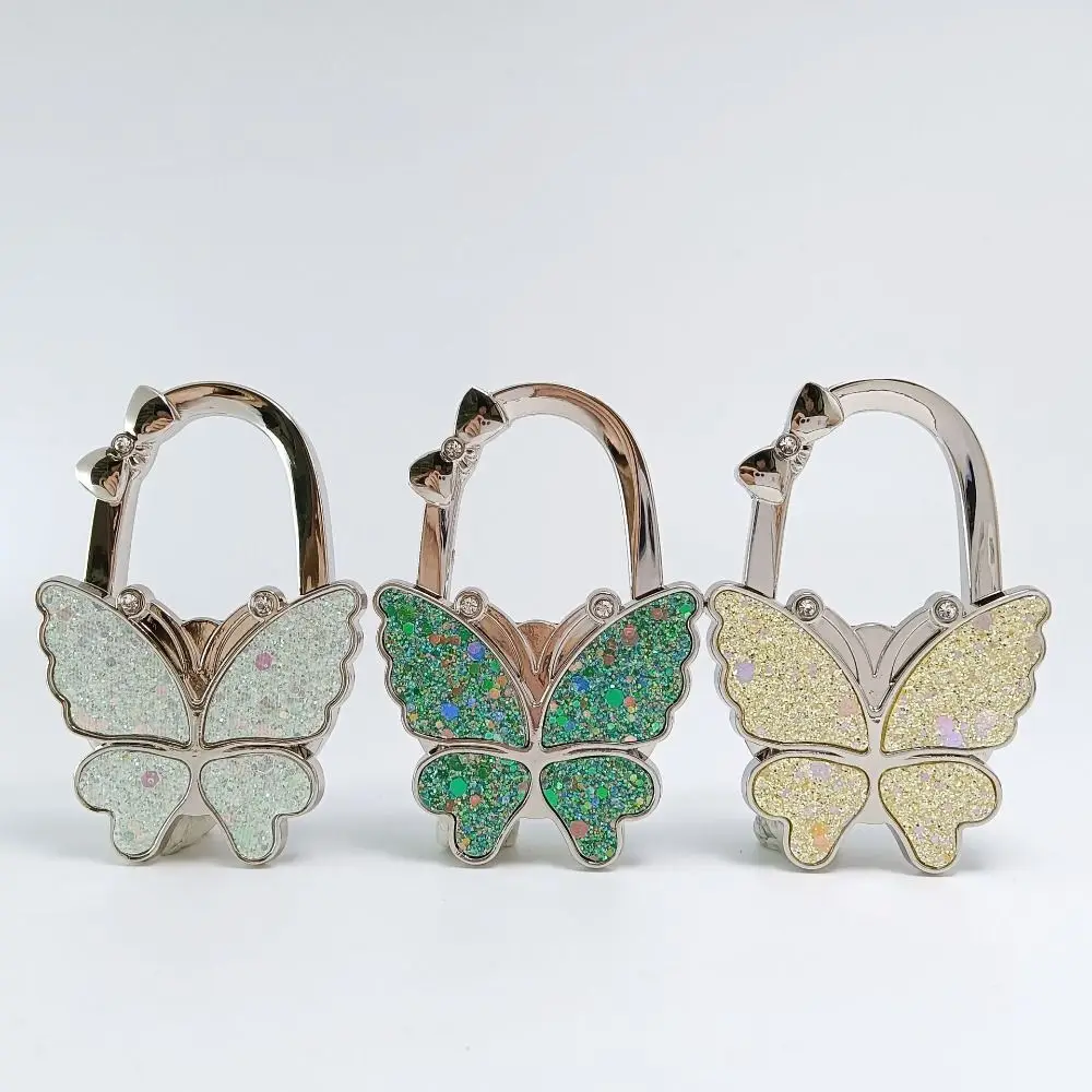 Pretty Butterfly Handbag Hook for Women Portable Creative Purse Hook Durable Foldable Bag Hanger for Table