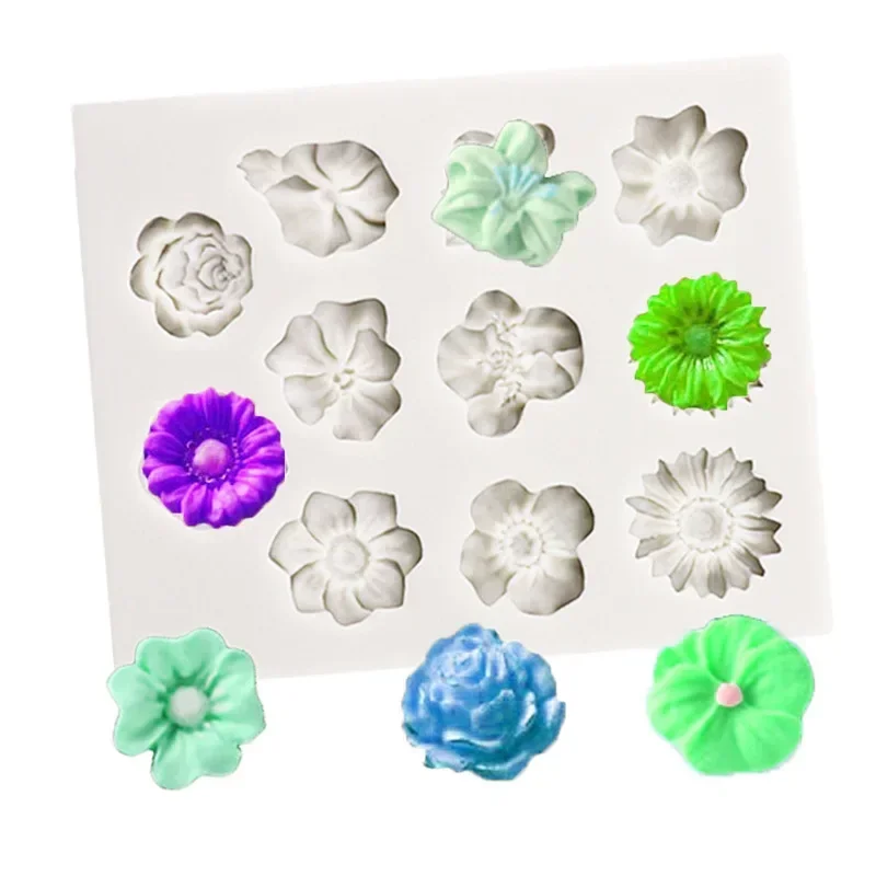 Silicone Flower Plants Loveheart Model Shaping Mould Sculpting Tools DIY Soft Clay Pottery Sculpture Mold Art Handmade Tools