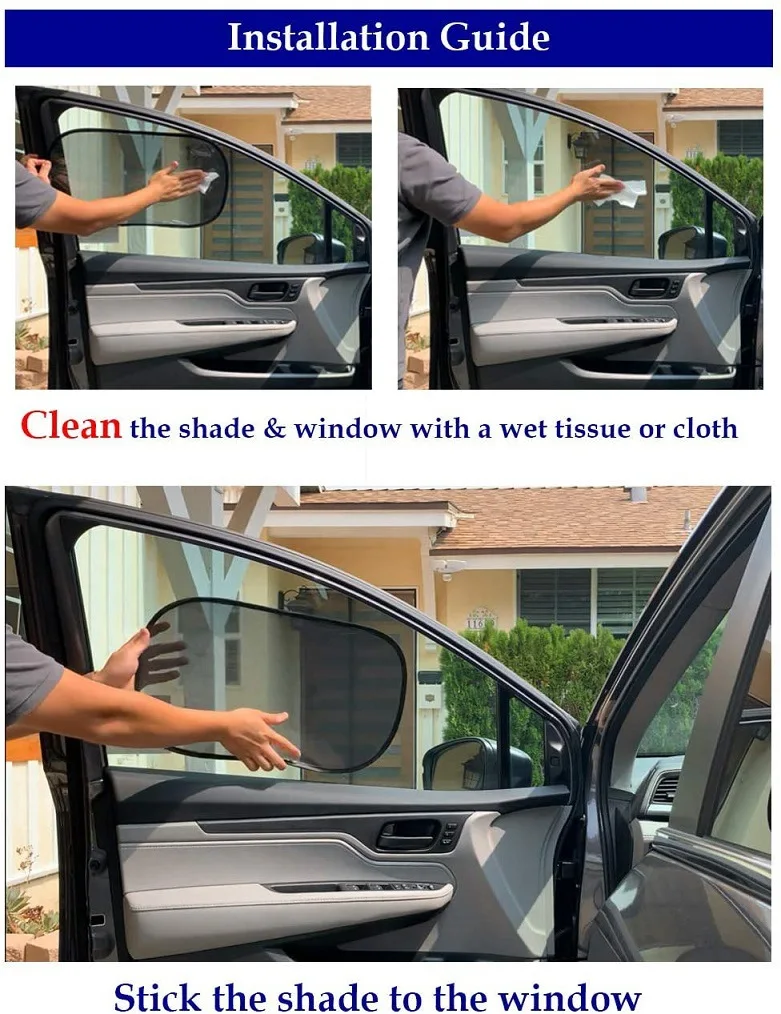 2 Stück Faltbarer Auto-Sonnenschutz UV-Schutz Auto-Vorhang Baby-Autofenster-Sonnenschutz Seitenfenster-Netz Sonnenblende Sommer-Schutzfolie – Detail 11