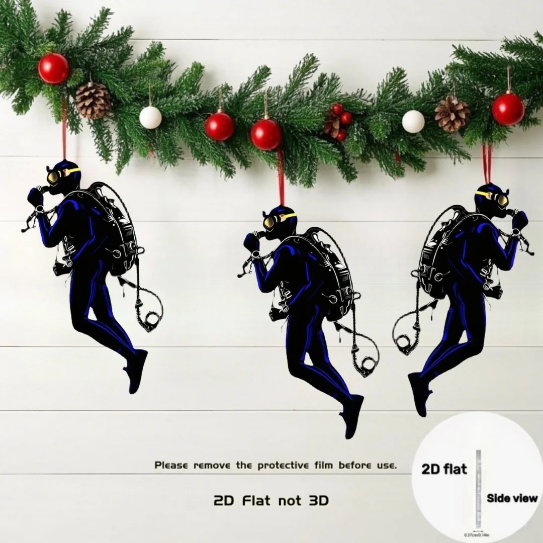 New Diver Pendant Keychain,Diving Themed 2D Flat Acrylic Ornament Charms,Hanging Decoration for Car,Bags,Festive,Home,Party,Gift