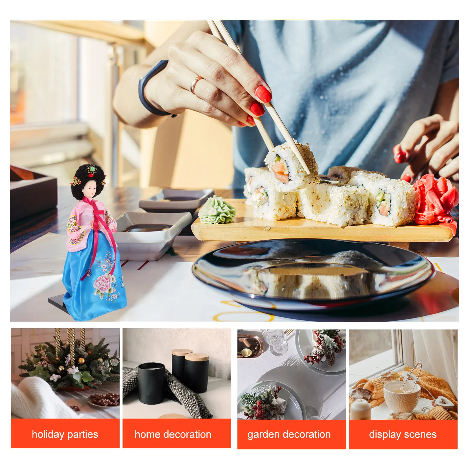 

Korean Figure 12 Inch Traditional Woman Handcraft Decoration Home Restaurant Art Korean Figure Vibrant