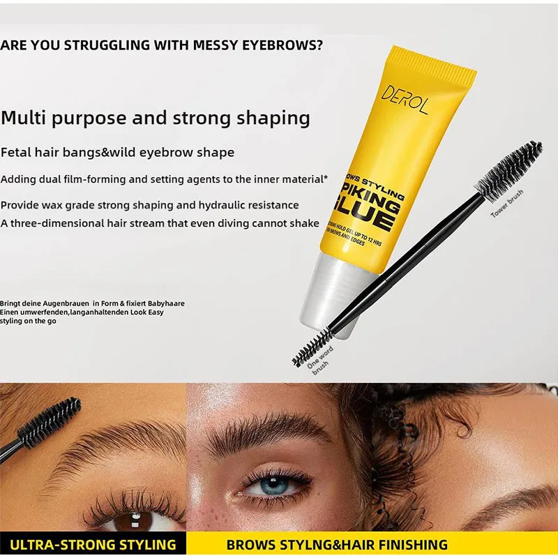 Gel para cejas de estilo, resistente al agua y al sudor, transparente, de larga duración, cera para cejas, maquillaje, potenciador de estilismo, Gel para cejas