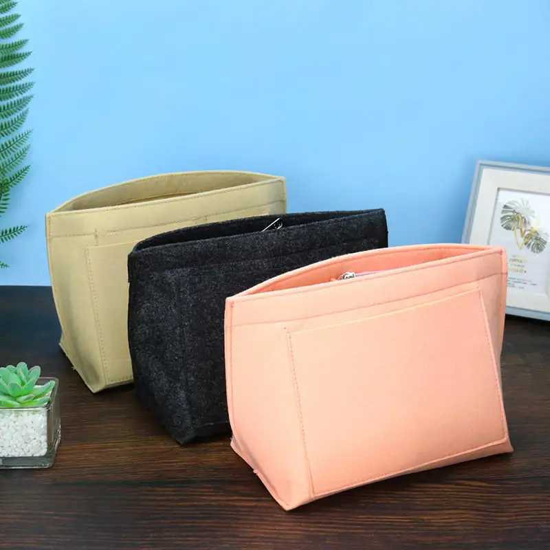 

Cosmetic Storage Bag Felt Liner Bags Portable Multi-Pocket Purse Handbag Insert Bags Travel Make Up Organizer Pouch