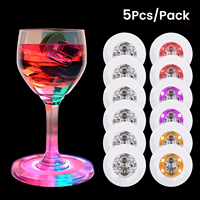 5PCS Colorful LED Glow Cup Cushion Bar Atmosphere Cocktail Cup Cushion Non Slip Cushion Christmas Party Beverage Cup Decoration