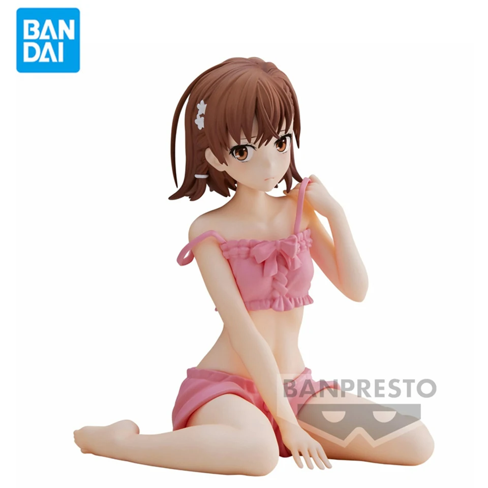 Original Genuine Bandai Banpresto Toaru Kagaku No Railgun T  11cm    Mikoto Misaka With Swimsuit Relax Time Anime Kids Dolls