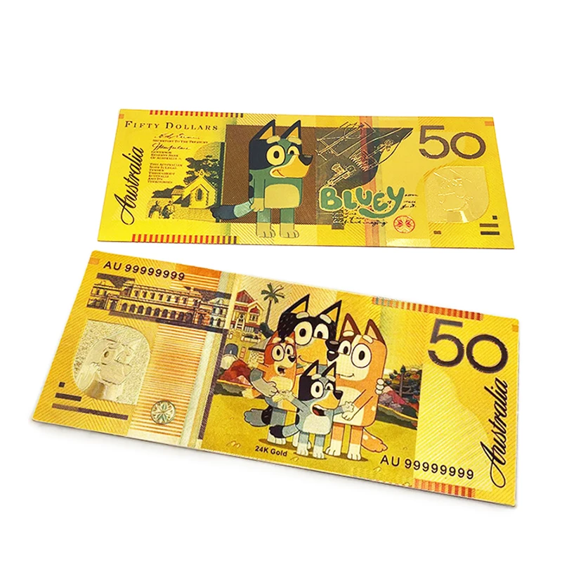 Bluey Bingo PVC Gold Foil Card Commemorative Banknote Collectible Coins Bluey's Family Of Four Toy Collection Cards For Children