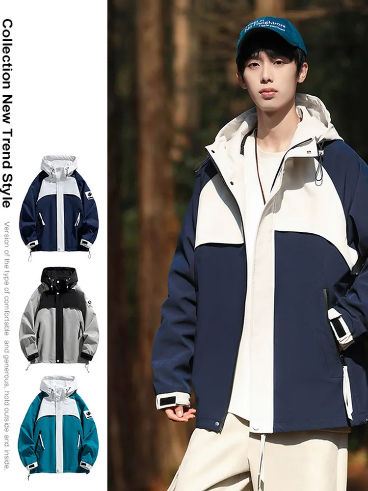 

Модная цветная толстовка-худи для мужчин и молодежи, осенне-весенняя, для спорта, скалолазания, ветрозащитная, водонепроницаемая, для пар, из полиэстера...