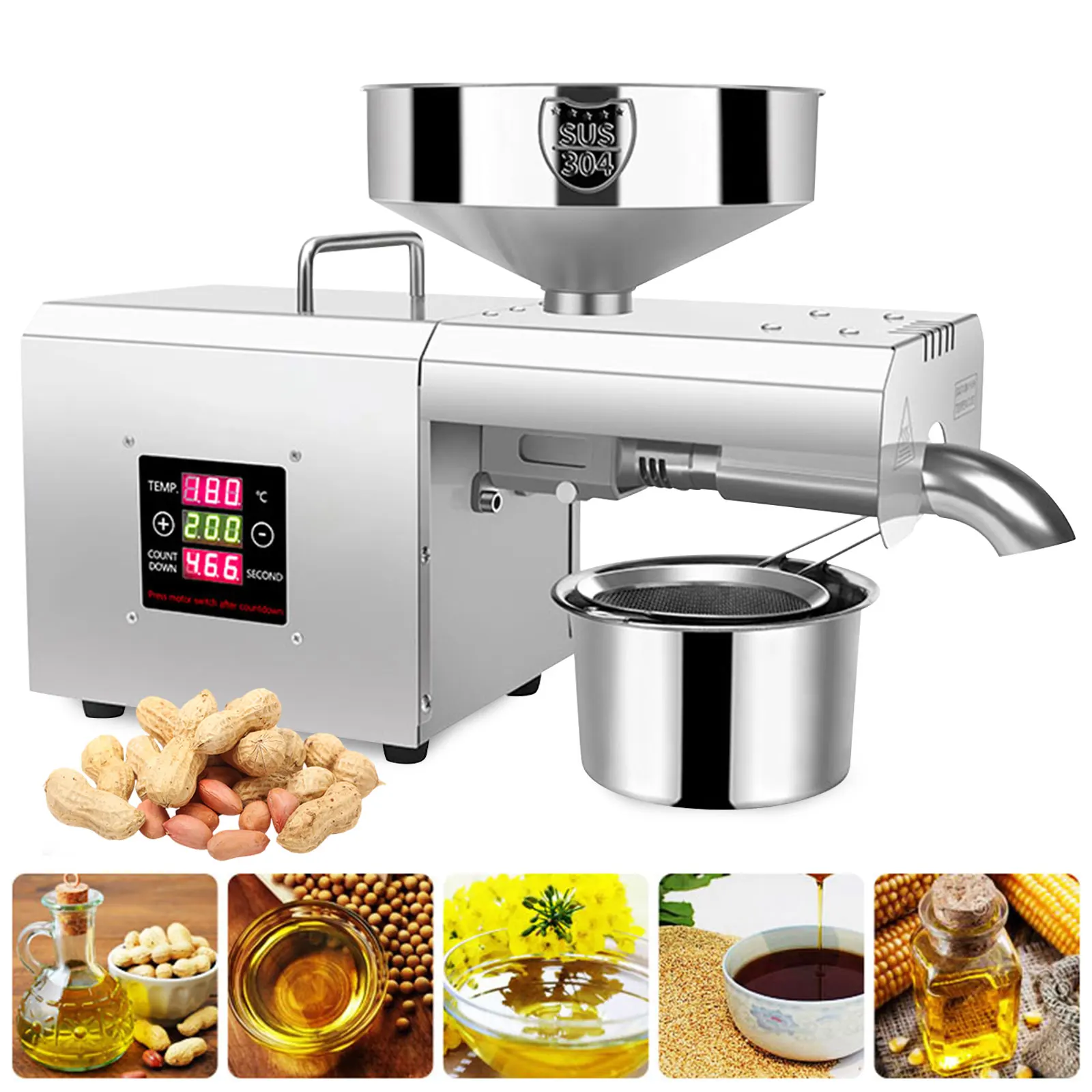 600W Home Automatic Oil Press Machine Oil Extraction Digital Temperature Control