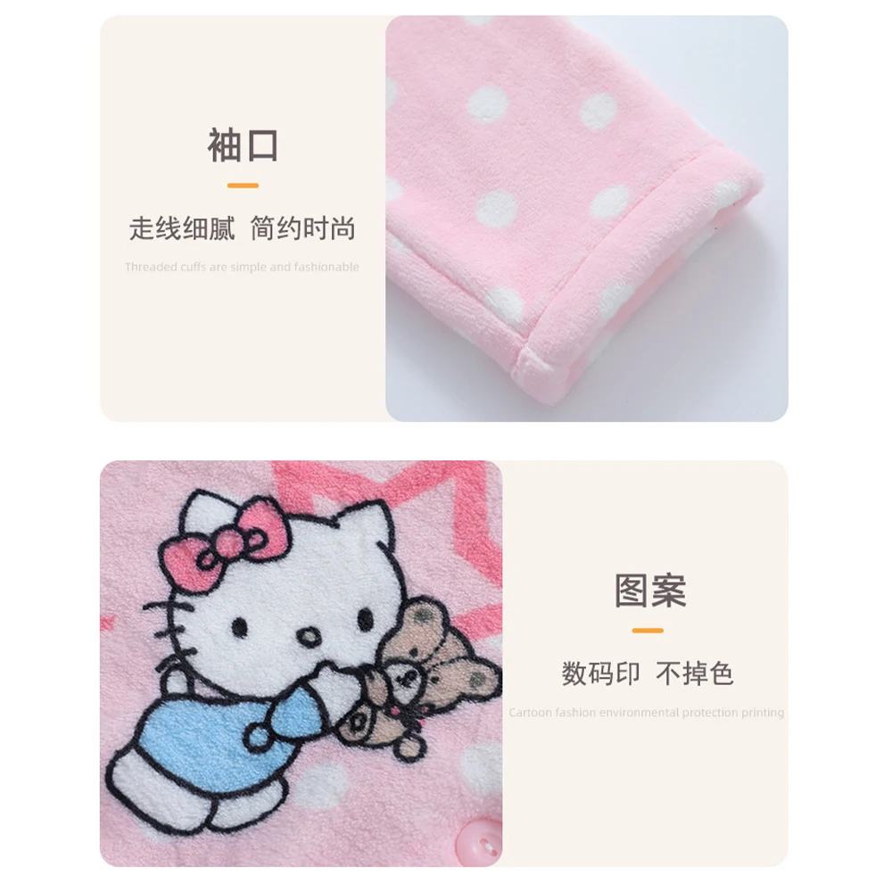 بيجامات أطفال أنيمي تشيكاوا هاتشيوير شتوية جديدة من الصوف المخملي للفتيات الأميرة موضة التلبيب ملابس منزلية كاواي ناعمة دافئة