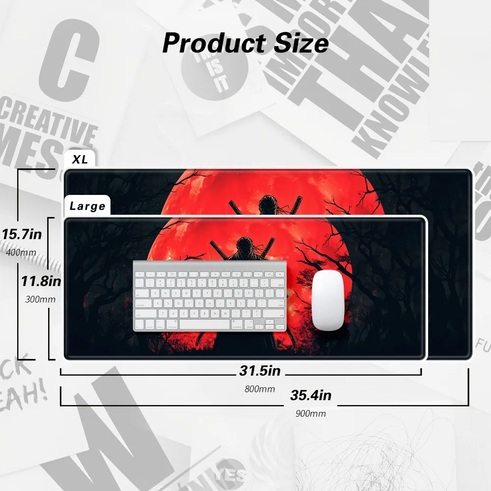 With a cool Japanese samurai anime design, featuring a non-slip rubber base and seam design, it is highly suitable for gaming