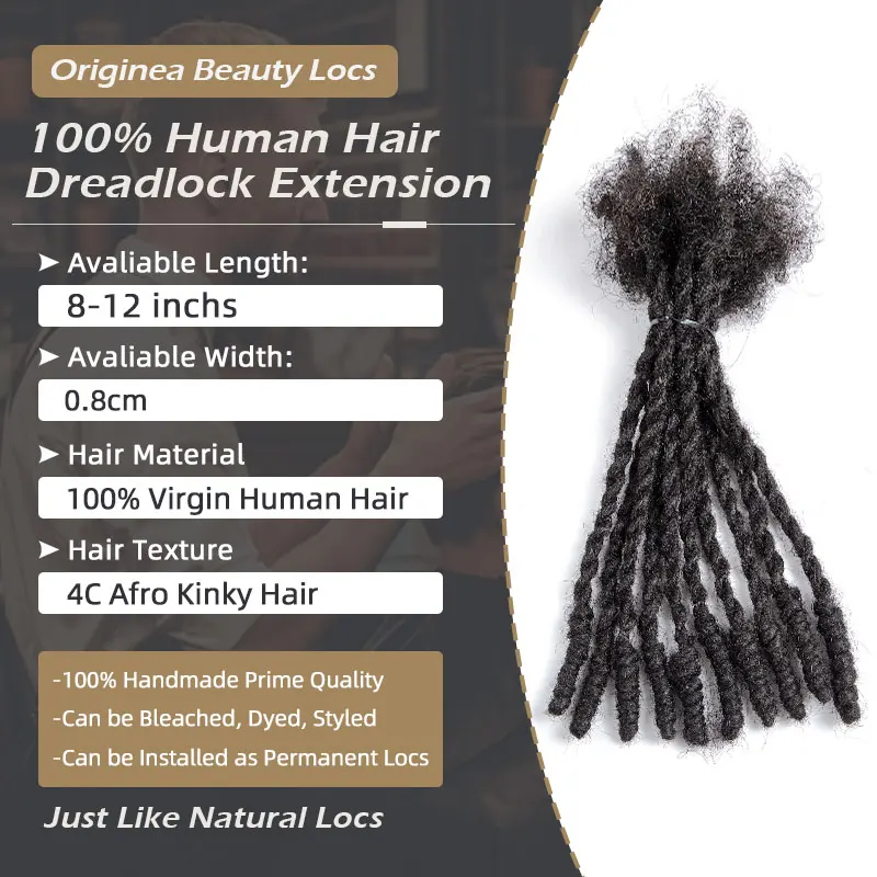 Dreadlocks pré-torsadés pour hommes et femmes, 0.8 cheveux humains, double brins, style retwisting, 100% cm