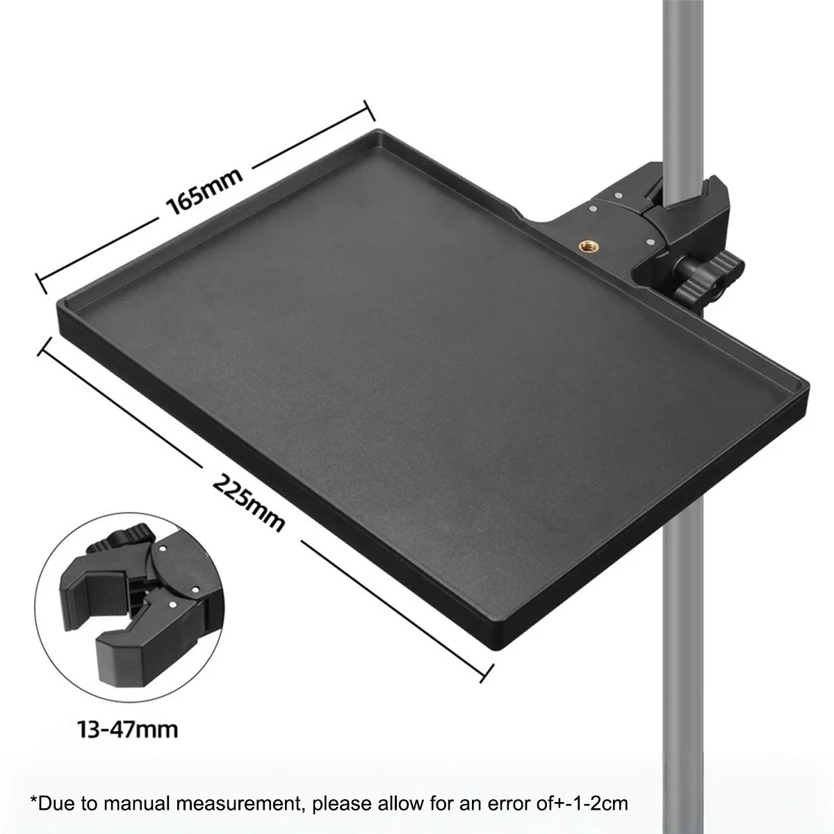 Miwayer 1Pc Adjustable Microphone Stand Tray, 225×165mm Sound Card Platform,O-Type Clamp Fits 13-47mm Tubes, for Live Streaming