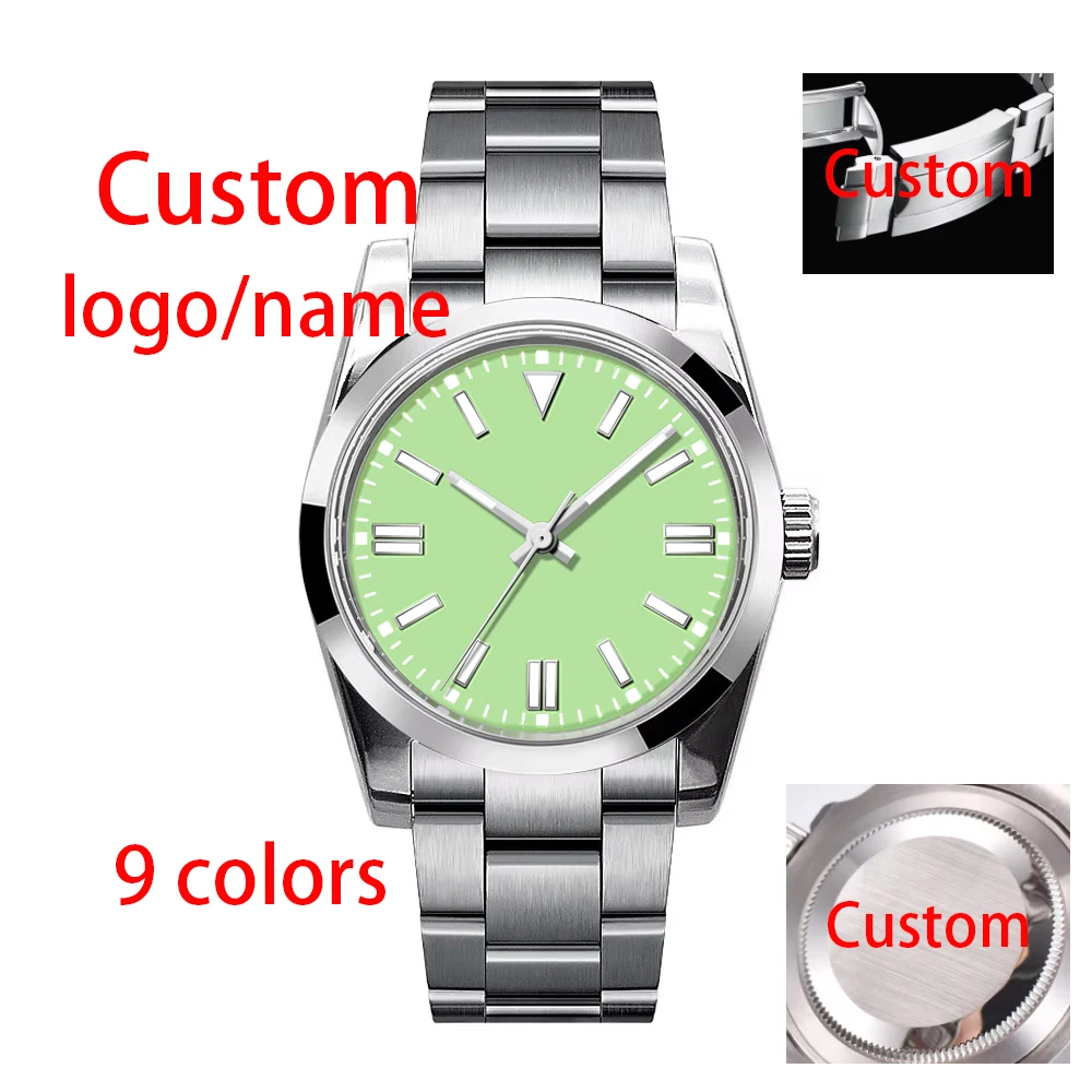 36/39mm Custom Relogio MasculinoSapphire Crystal Automatic Diagonal Bezel Men's Watch Japan NH35 Miyota Movement Green Luminous