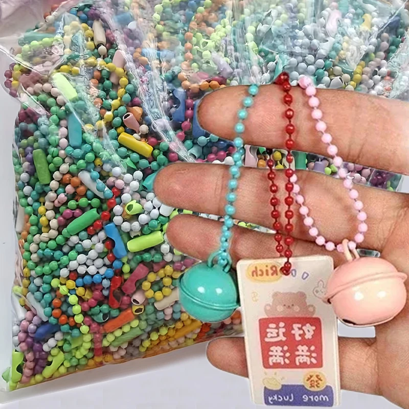 10/100pcs Colorful Ball Bead Chains Fits Key Chain/Dolls/Label Hand Tag Connector for DIY Bracelet Jewelry Making Accessorise