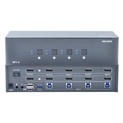 4-Port 8K Dual Monitor DP1.4 KVM Switch, 4 Computers Share a Set of Keyboard, Mouse, Support Windows/Mac/Linux