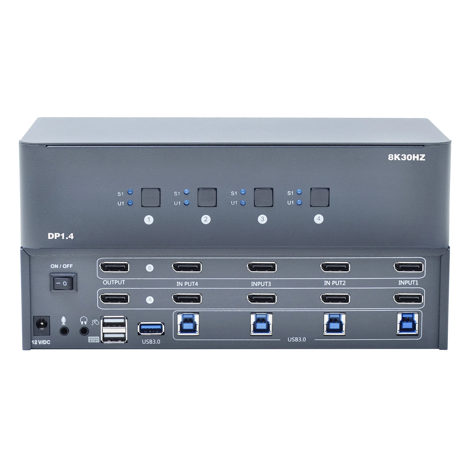 4-Port 8K Dual Monitor DP1.4 KVM Switch, 4 Computers Share a Set of Keyboard, Mouse, Support Windows/Mac/Linux