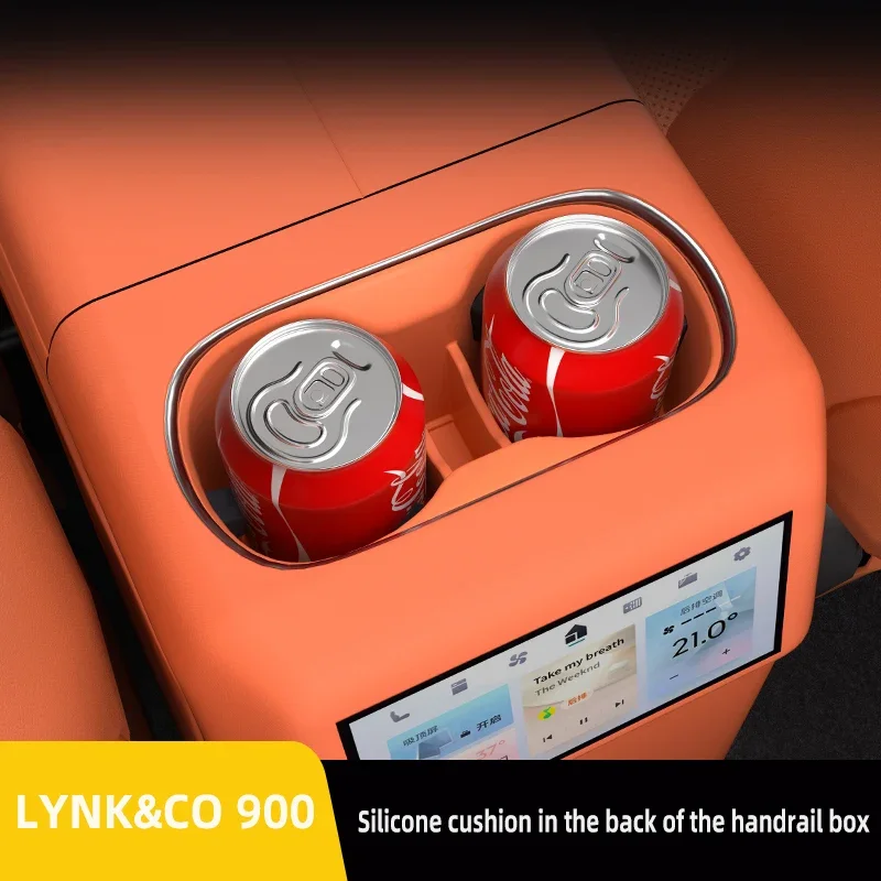 Protective Silicone Liner for Lynk & Co 900 Armrest, Anti-Slip Cup Holder Insert & Rear Storage Mat, Reduces Noise & Scratches