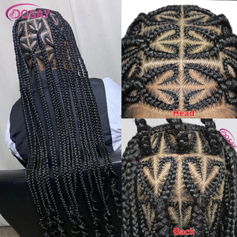 Neue Herzform Geflecht Spitze Perücke für schwarze Frauen 36 Zoll Zopf synthetische Cornrow geflochtene Perücken zum Verkauf knoten lose Box Flecht