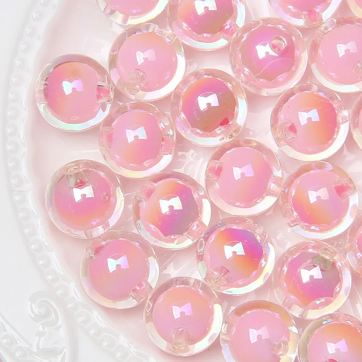 108/54 Stück 8/10 mm rosa Acrylperlen, Abstandsperlen. Lose Perlen DIY Perl-in-Perl-Material, Dekorationsperlen – Detail 5