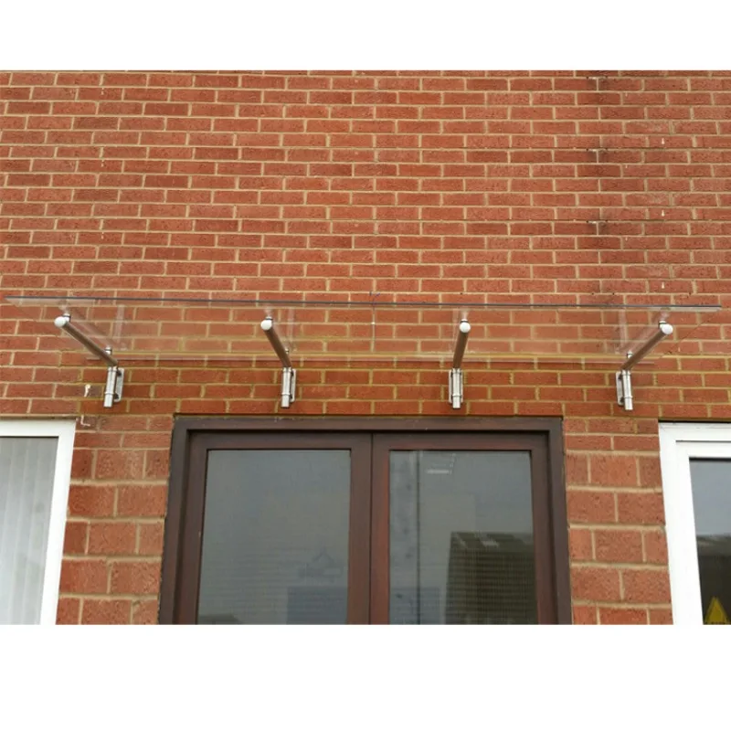 Outdoor 304/316 stainless steel glass roof canopy awning entrance door and window glass awning rain cover snow bracket