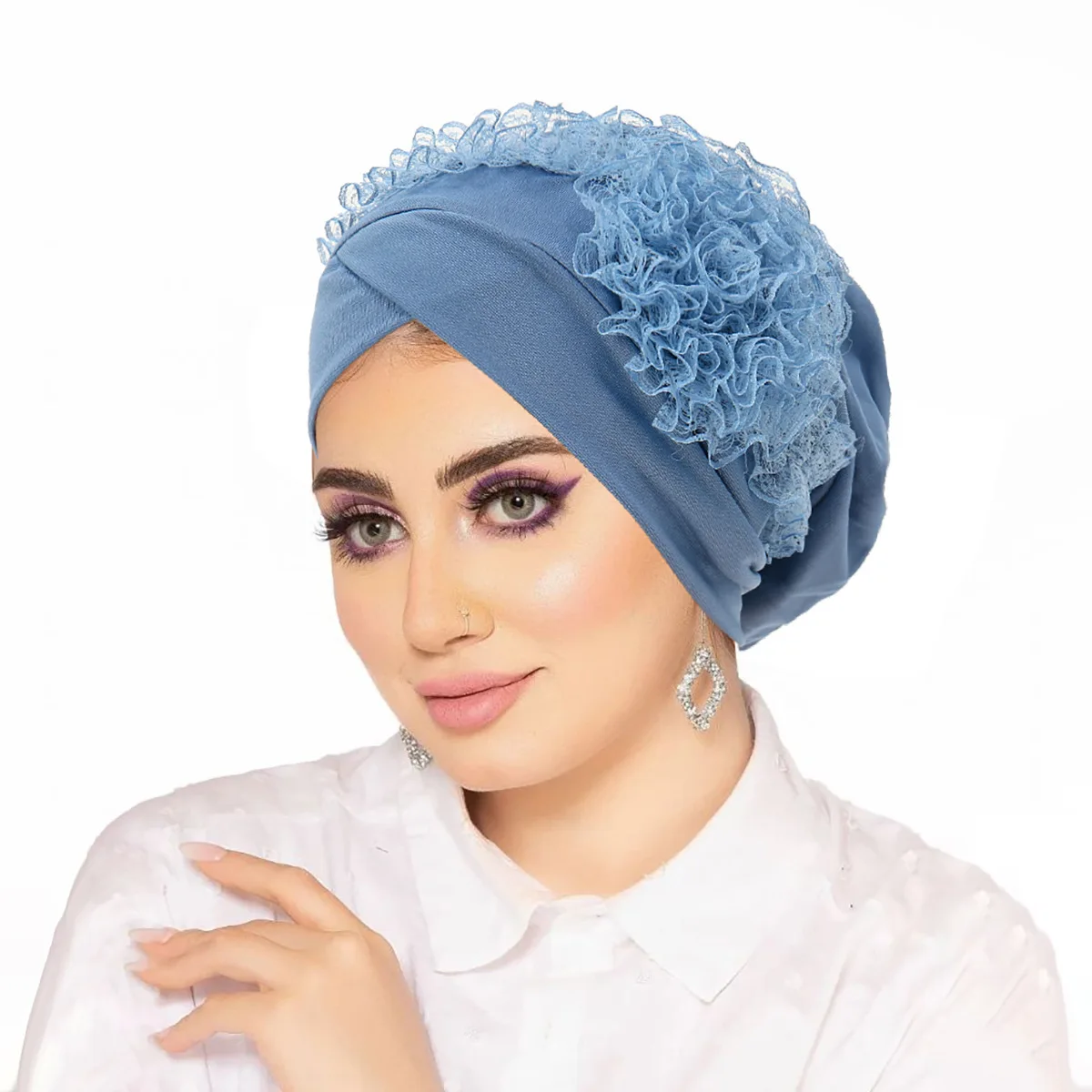 

2025 Lace Flower Underscarf Women Chemo Cap Stretch Beanies Bonnet Muslim Inner Hijab Hat Hair Loss Headscarf Turbante Mujer