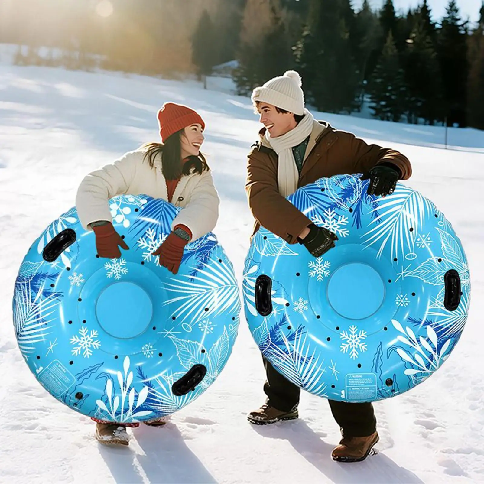 

Snow Tube 40 Inch Cold-Resistant Anti-Tipping Inflating Winter Snow Sled For Kids For Backyard Playground Garden Skating Skiing