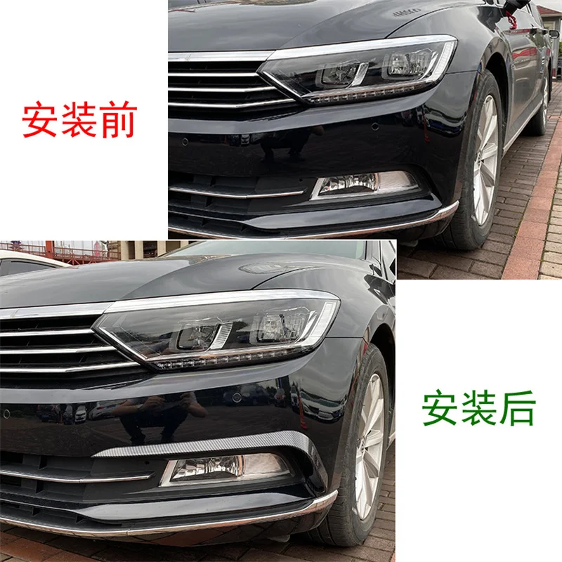 Glossy black Car Front Fog Lamps Light Frames Cover Trim Racing Sticker Grille Grill For VW Passat B8 Variant R Line 2016-2019