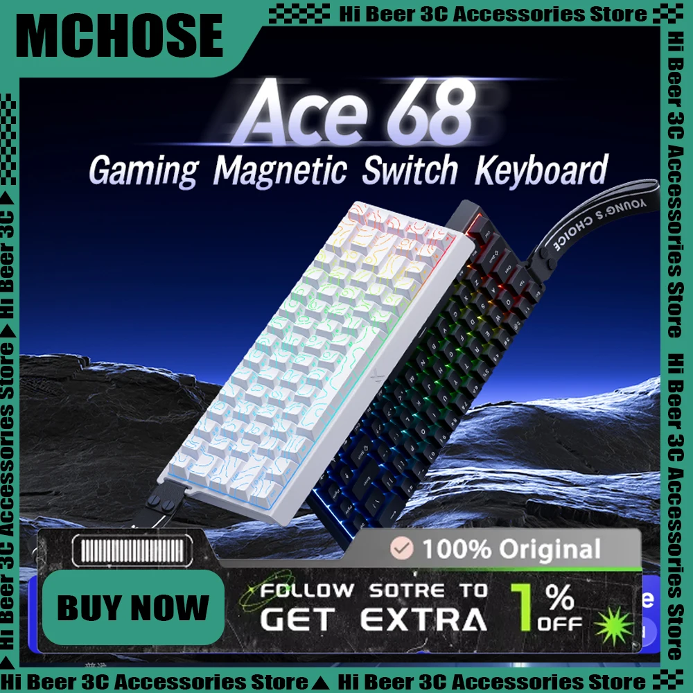 

Mchose Ace 60 Pro Magnetic Switch 8K Mechanical Keyboard TTC Magnetic Low Delay E-Sports Gaming Keyboard RGB PC Gamer Man Gifts