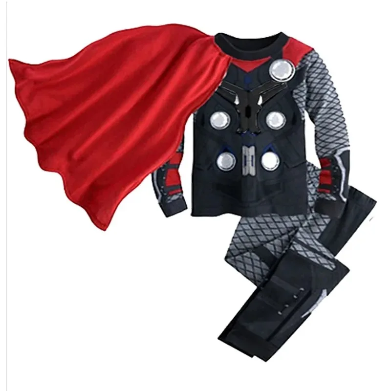 2024 Avengers Superhero Costume for Kids Spiderman Iron Man Cotton Pajamas Suit Boys Long Sleeve Christmas Sleepwear Sets