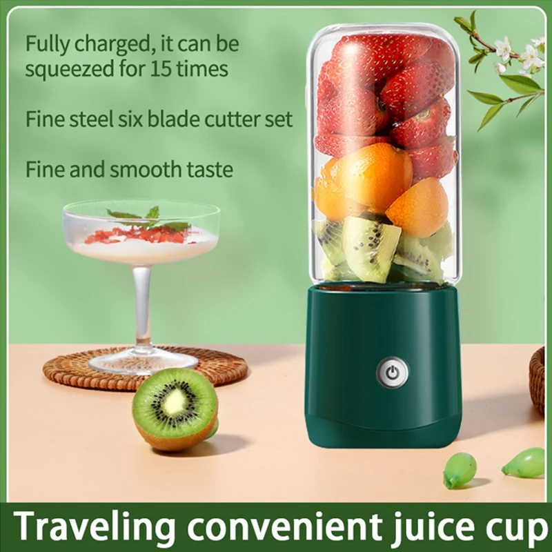 เครื่องปั่นแบบพกพา380มล. เครื่องปั่นไฟฟ้าแบบ USB JUICER MINI ไร้สายเครื่องคั้นน้ำผลไม้สำหรับผักและผลไม้เครื่องคั้นน้ำผลไม้