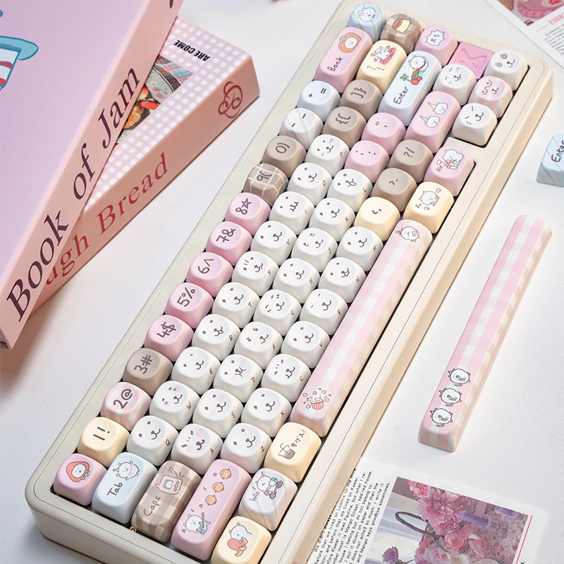 

130 Keys/set Self-mocking Bear Key Cap Cute Cartoon MOA Profile PBT Thermal Sublimation Mechanical Keyboard for Customization