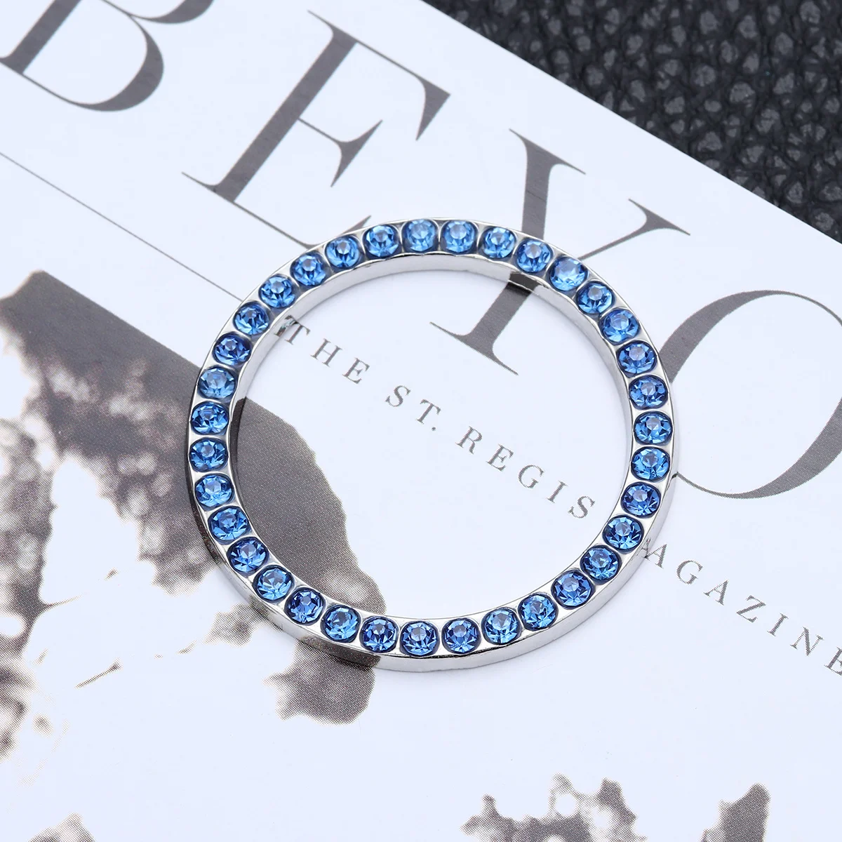 

Auto Engine Start Stop Button Ring Crystal Blue Rhinestone Luxury Car Decoration Sparkling Bling Sticker for Car Engine Knobs