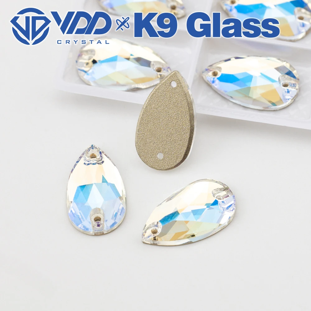 VDD S256 Moonlight Pear Top Quality K9 Glass Sew On Rhinestones Crystal Flatback Sewing Strass Stones For Garment Wedding Dress