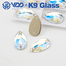 VDD S256 Moonlight Pear Top Quality K9 Glass Sew On Rhinestones Crystal Flatback Sewing Strass Stones For Garment Wedding Dress