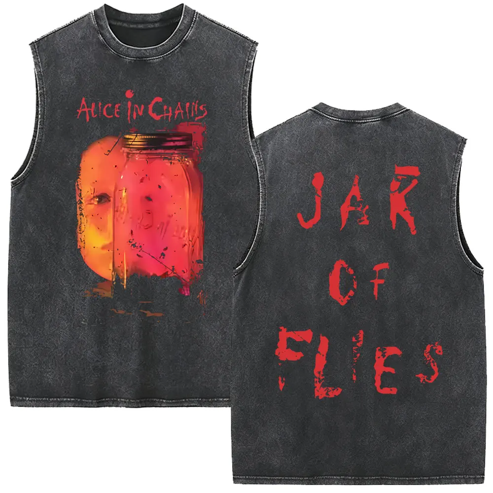 Rock Band Alice in Chains Jar of Flies Vintage Washed Tank Tops Men Women Gothic Punk Pop Music Oversized Sleeveless Vest Tshirt