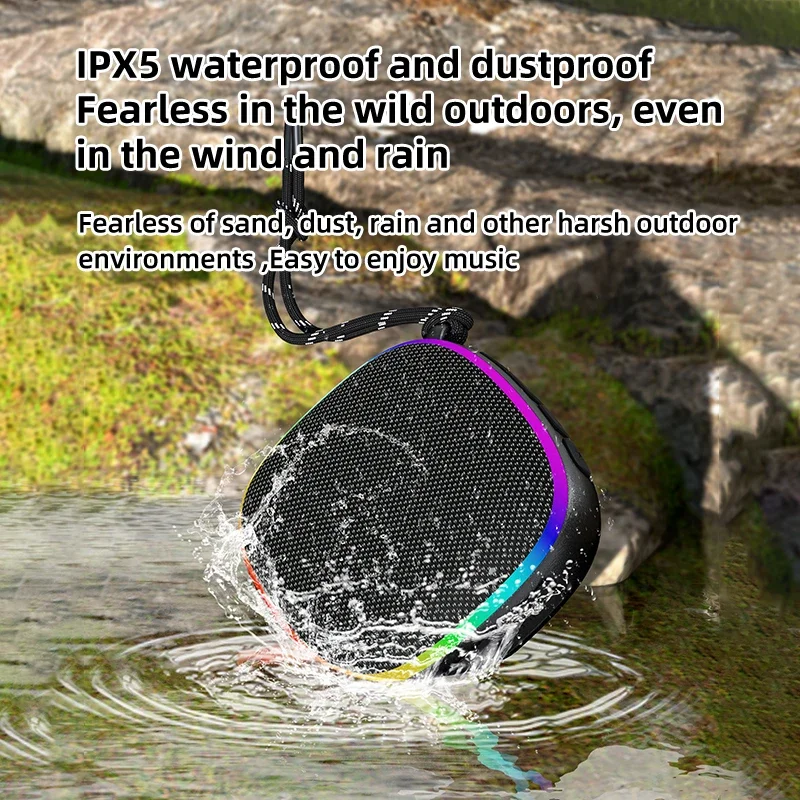 RockParagraph 6W Mini Portable Sans Fil BT Haut-Parleur Bluetooth 5.3 Boîte à Musique avec Lumière RVB pour PC Gaming Magnétique à EBS-309 en Acier