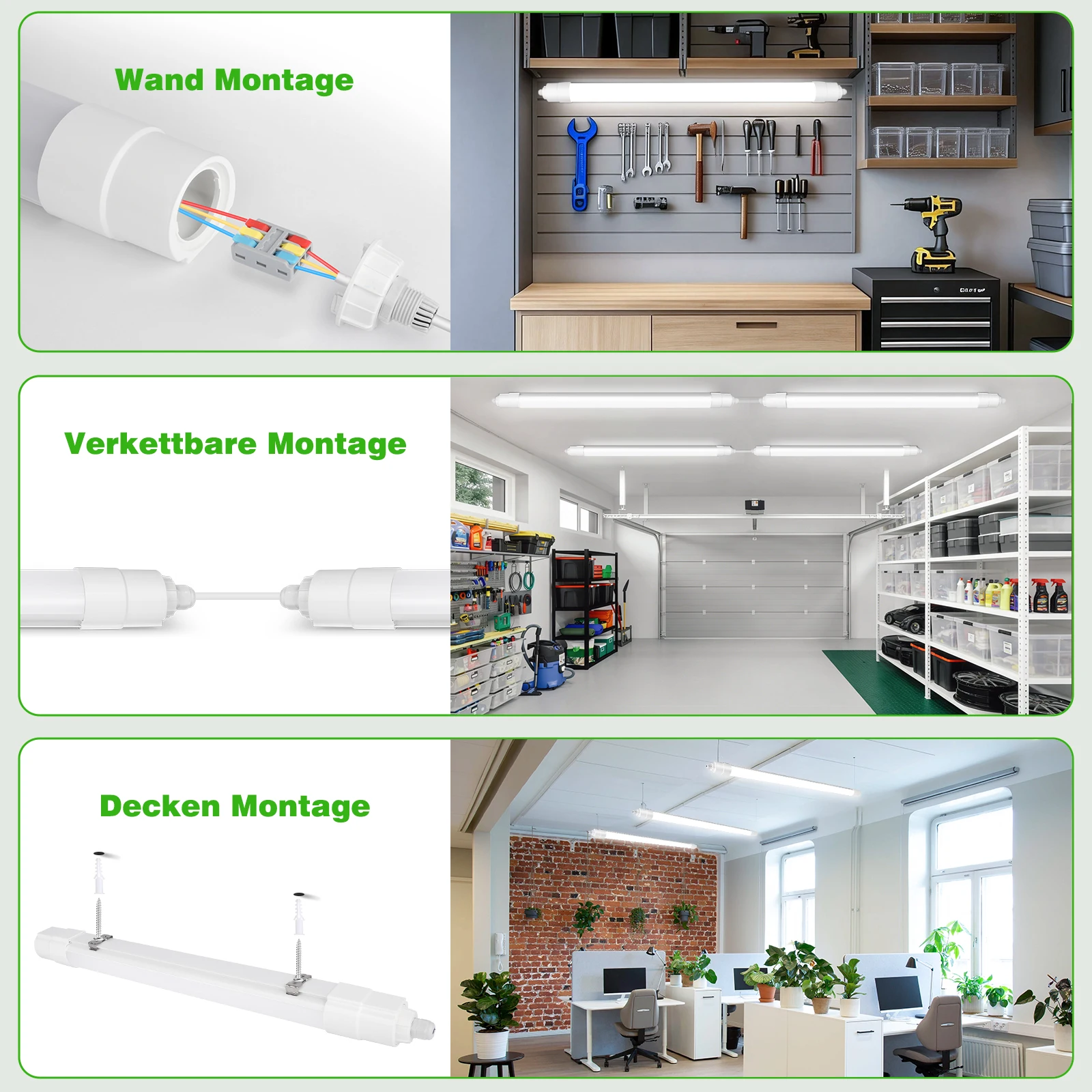 Obrázek 4: 5ks LED trubice strop lehký 120CM, ip68 36w lineární lampa 4000LM, 4000K linkable krám lehký pro autodílna dílna sklep úřad