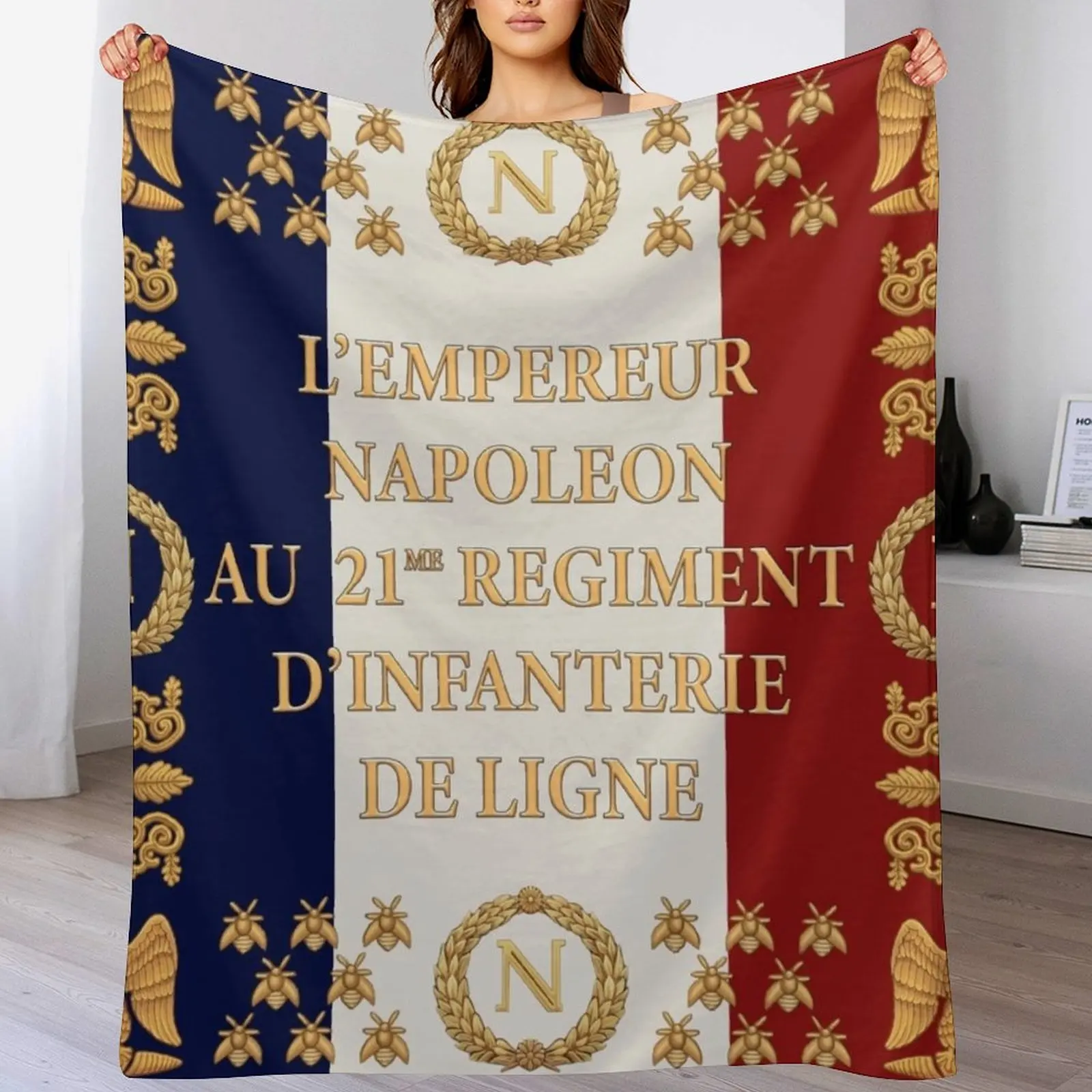 

Napoleonic French drapeaux of the 21me D'infanterie de Ligne 1812 Throw Blanket Modern Design Soft Blanket for Home Decor