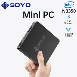 SOYO M2 미니 PC: 강력한 6GB RAM, 64GB EMMC, 인텔 N3350, 윈도우 10 컴팩트, 가정, 비즈니스, 게임용으로 이상적