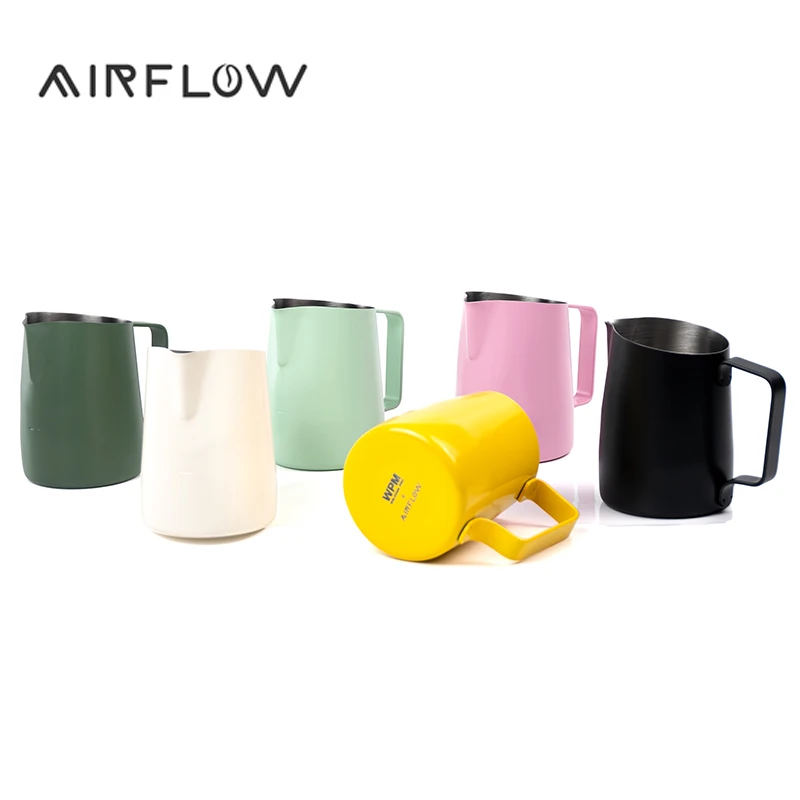 AIRFLOW and WPM Co-Branded 450ml Milk Pitcher Stainless Steel Round Mouth Milk Frothing Jug Latte Art Barista Tools