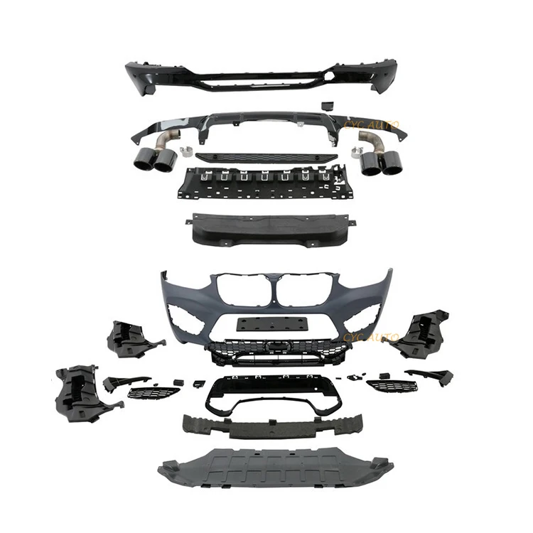 

Front Bumper Rear Diffuser with Pipe Bodykit Upgrade to F98 X4M Style for BMW X4 G02 2018 2019 2020